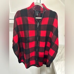 Nicole Miller Red and Black Plaid Poncho